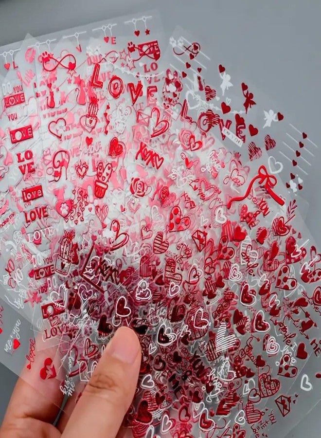 SINSEN Valentine's Day Nail Art Stickers Heart Nail Stickers 6PCS Red Lips Love Heart Envelope Letter 3D Self-Adhesive Valentines Nails Art Design Supplies Manicure Decals Tips for Women DIY Nail Decorations - Image 5